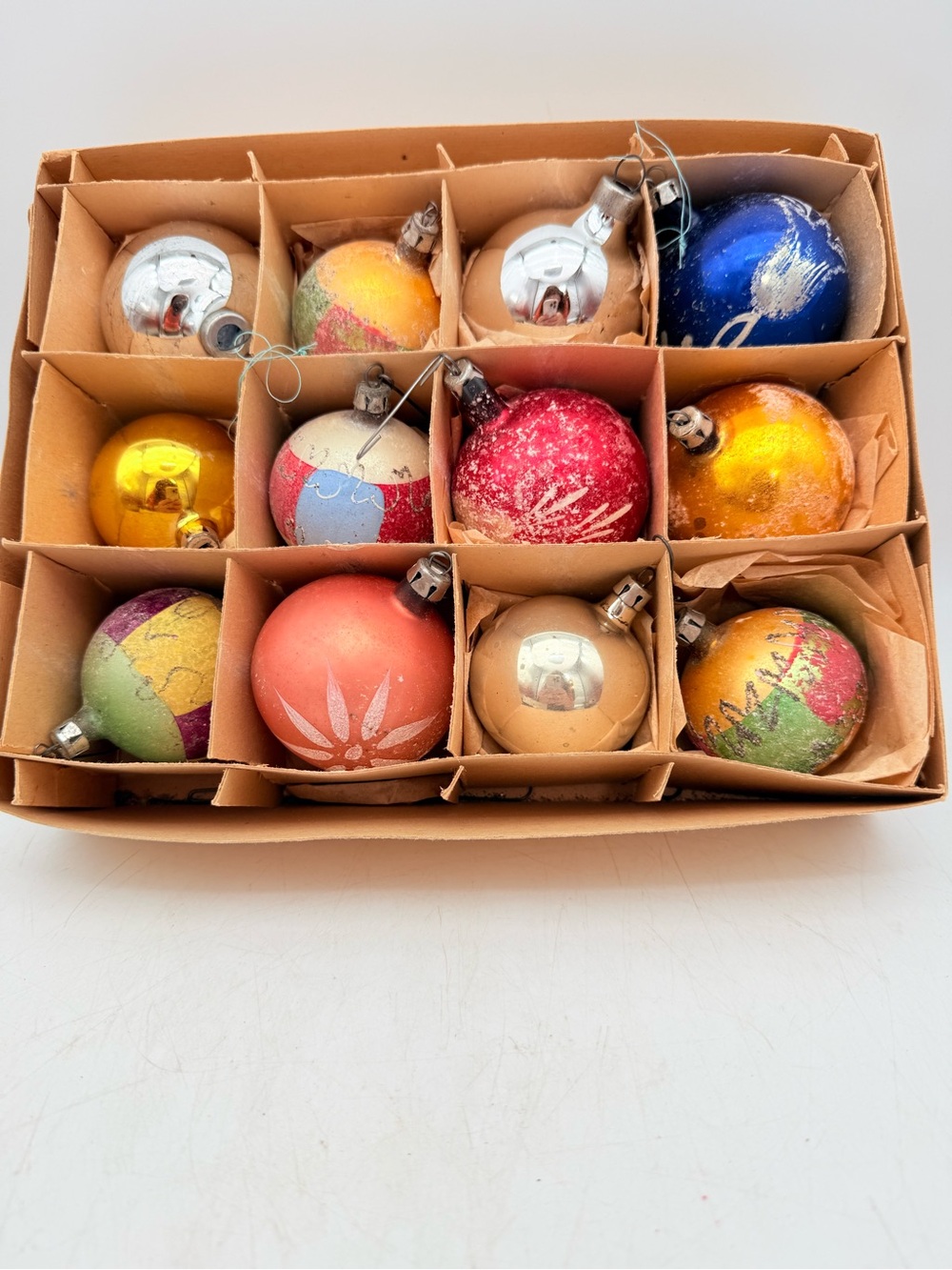 Vintage Multi-Color Glass Christmas Ornament Set
